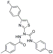 N-(4-CHLOROPHENYL)-1-[4-(4-FLUOROPHENYL)-1,3-THIAZOL-2-YL]-2-(4-METHYLBENZOYL)-1-HYDRAZINECARBOXAMIDE Struktur