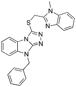 9-BENZYL-3-(1-METHYL-1H-BENZOIMIDAZOL-2-YLMETHYLSULFANYL)-9H-BENZO[4,5]IMIDAZO[2,1-C][1,2,4]TRIAZOLE Struktur