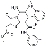 METHYL 2-(5-AMINO-6-CYANO-7-(2,6-DIFLUOROPHENYL)-3-OXO-8-(M-TOLYLCARBAMOYL)-3,7-DIHYDRO-2H-THIAZOLO[3,2-A]PYRIDIN-2-YL)ACETATE Struktur