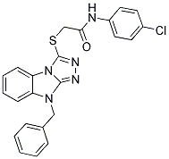 2-(9-BENZYL-9H-BENZO[4,5]IMIDAZO[2,1-C][1,2,4]TRIAZOL-3-YLSULFANYL)-N-(4-CHLORO-PHENYL)-ACETAMIDE Struktur