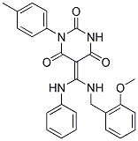 5-{(Z)-ANILINO[(2-METHOXYBENZYL)AMINO]METHYLIDENE}-1-(4-METHYLPHENYL)-2,4,6(1H,3H)-PYRIMIDINETRIONE Struktur