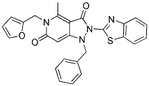 2-(BENZO[D]THIAZOL-2-YL)-1-BENZYL-5-(FURAN-2-YLMETHYL)-4-METHYL-1,2-DIHYDRO-5H-PYRAZOLO[4,3-C]PYRIDINE-3,6-DIONE Struktur