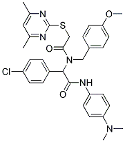 2-(4-CHLOROPHENYL)-N-(4-(DIMETHYLAMINO)PHENYL)-2-(2-(4,6-DIMETHYLPYRIMIDIN-2-YLTHIO)-N-(4-METHOXYBENZYL)ACETAMIDO)ACETAMIDE Struktur