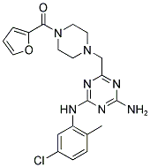 (4-((4-AMINO-6-(5-CHLORO-2-METHYLPHENYLAMINO)-1,3,5-TRIAZIN-2-YL)METHYL)PIPERAZIN-1-YL)(FURAN-2-YL)METHANONE Struktur