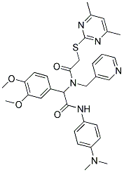 2-(3,4-DIMETHOXYPHENYL)-N-(4-(DIMETHYLAMINO)PHENYL)-2-(2-(4,6-DIMETHYLPYRIMIDIN-2-YLTHIO)-N-(PYRIDIN-3-YLMETHYL)ACETAMIDO)ACETAMIDE Struktur