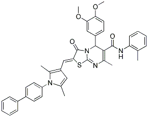 (Z)-2-((1-(BIPHENYL-4-YL)-2,5-DIMETHYL-1H-PYRROL-3-YL)METHYLENE)-5-(3,4-DIMETHOXYPHENYL)-7-METHYL-3-OXO-N-O-TOLYL-3,5-DIHYDRO-2H-THIAZOLO[3,2-A]PYRIMIDINE-6-CARBOXAMIDE Struktur