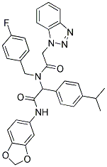 2-(2-(1H-BENZO[D][1,2,3]TRIAZOL-1-YL)-N-(4-FLUOROBENZYL)ACETAMIDO)-N-(BENZO[D][1,3]DIOXOL-5-YL)-2-(4-ISOPROPYLPHENYL)ACETAMIDE Struktur