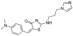 (5E)-5-[4-(DIMETHYLAMINO)BENZYLIDENE]-2-{[3-(1H-IMIDAZOL-1-YL)PROPYL]AMINO}-1,3-THIAZOL-4(5H)-ONE Struktur