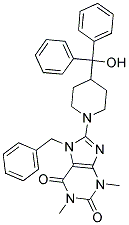 7-BENZYL-8-(4-(HYDROXYDIPHENYLMETHYL)PIPERIDIN-1-YL)-1,3-DIMETHYL-1H-PURINE-2,6(3H,7H)-DIONE Struktur