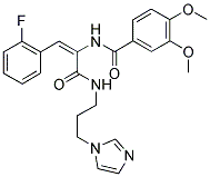 N-[(E)-2-(2-FLUOROPHENYL)-1-({[3-(1H-IMIDAZOL-1-YL)PROPYL]AMINO}CARBONYL)ETHENYL]-3,4-DIMETHOXYBENZAMIDE Struktur