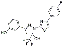 1-[4-(4-FLUOROPHENYL)-1,3-THIAZOL-2-YL]-3-(3-HYDROXYPHENYL)-5-(TRIFLUOROMETHYL)-4,5-DIHYDRO-1H-PYRAZOL-5-OL Struktur