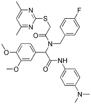 2-(3,4-DIMETHOXYPHENYL)-N-(4-(DIMETHYLAMINO)PHENYL)-2-(2-(4,6-DIMETHYLPYRIMIDIN-2-YLTHIO)-N-(4-FLUOROBENZYL)ACETAMIDO)ACETAMIDE Struktur