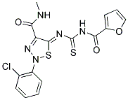 (5Z)-2-(2-CHLOROPHENYL)-5-{[(2-FUROYLAMINO)CARBONOTHIOYL]IMINO}-N-METHYL-2,5-DIHYDRO-1,2,3-THIADIAZOLE-4-CARBOXAMIDE Struktur