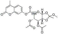 4-METHYLUMBELLIFERYL 3,4-DI-O-ACETYL-B-L-IDOPYRANOSIDURONIC ACID, 1,2-(METHYLORTHOACETATE) Struktur