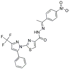 N'-[(1E)-1-(4-NITROPHENYL)ETHYLIDENE]-2-[5-PHENYL-3-(TRIFLUOROMETHYL)-1H-PYRAZOL-1-YL]-1,3-THIAZOLE-4-CARBOHYDRAZIDE Struktur