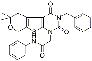 2-[3-BENZYL-6,6-DIMETHYL-2,4-DIOXO-3,4,5,8-TETRAHYDRO-2H-PYRANO[4',3':4,5]THIENO[2,3-D]PYRIMIDIN-1(6H)-YL]-N-PHENYLACETAMIDE Struktur