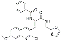 (Z)-N-(1-(2-CHLORO-7-METHOXYQUINOLIN-3-YL)-3-(FURAN-2-YLMETHYLAMINO)-3-OXOPROP-1-EN-2-YL)BENZAMIDE Struktur