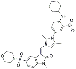 (Z)-3-((1-(4-(CYCLOHEXYLAMINO)-3-NITROPHENYL)-2,5-DIMETHYL-1H-PYRROL-3-YL)METHYLENE)-1-METHYL-5-(MORPHOLINOSULFONYL)INDOLIN-2-ONE Struktur