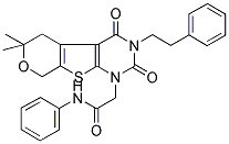 2-[6,6-DIMETHYL-2,4-DIOXO-3-PHENETHYL-3,4,5,8-TETRAHYDRO-2H-PYRANO[4',3':4,5]THIENO[2,3-D]PYRIMIDIN-1(6H)-YL]-N-PHENYLACETAMIDE Struktur