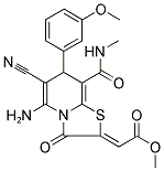 (Z)-METHYL 2-(5-AMINO-6-CYANO-7-(3-METHOXYPHENYL)-8-(METHYLCARBAMOYL)-3-OXO-3H-THIAZOLO[3,2-A]PYRIDIN-2(7H)-YLIDENE)ACETATE COMPOUND WITH METHANE (1:1) Struktur