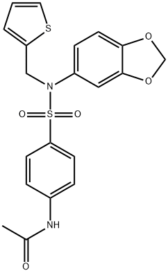 N-(4-((BENZO[3,4-D]1,3-DIOXOLEN-5-YL(2-THIENYLMETHYL)AMINO)SULFONYL)PHENYL)ETHANAMIDE Struktur