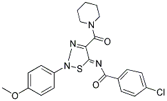 4-CHLORO-N-[2-(4-METHOXYPHENYL)-4-(1-PIPERIDINYLCARBONYL)-1,2,3-THIADIAZOL-5(2H)-YLIDENE]BENZAMIDE Struktur