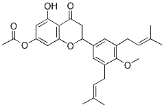 ACETIC ACID 5-HYDROXY-2-[4-METHOXY-3,5-BIS-(3-METHYLBUT-2-ENYL)-PHENYL]-4-OXO-CHROMAN-7-YL ESTER Struktur