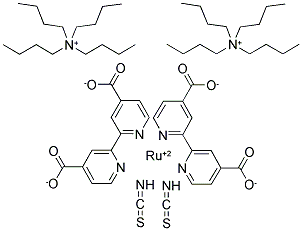 CIS-BIS(ISOTHIOCYANATO)BIS(2,2'-BIPYRIDYL-4,4'-DICARBOXYLATO)RUTHENIUM(II), BIS-TETRABUTYLAMMONIUM SALT Struktur