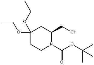 TERT-BUTYL (2S)-4,4-DIETHOXY-2-(HYDROXYMETHYL)PIPERIDINE-1-CARBOXYLATE Struktur