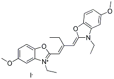 1-ETHYL-(3'-[1''-ETHYL-5''-METHOXY-2''-BENZOXAZOLIDINE]-2'-ETHYL-1'-PROPENYL)-5-METHOXYBENZOXAZOLIUM IODIDE Struktur