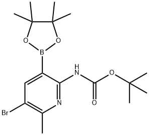 5-BROMO-2-TERT-BUTYLOXYCARBONYLAMINO-6-METHYLPYRIDINE-3-BORONIC ACID PINACOL ESTER Struktur