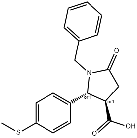 (2R,3R)-1-BENZYL-2-[4-(METHYLSULFANYL)PHENYL]-5-OXO-3-PYRROLIDINECARBOXYLIC ACID Struktur