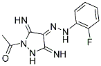 (4E)-1-ACETYL-3,5-DIIMINOPYRAZOLIDIN-4-ONE (2-FLUOROPHENYL)HYDRAZONE Struktur