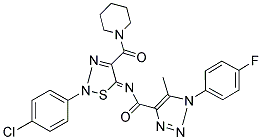 (Z)-N-(2-(4-CHLOROPHENYL)-4-(PIPERIDINE-1-CARBONYL)-1,2,3-THIADIAZOL-5(2H)-YLIDENE)-1-(4-FLUOROPHENYL)-5-METHYL-1H-1,2,3-TRIAZOLE-4-CARBOXAMIDE Struktur