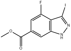 4-FLUORO-3-IODO-6-INDAZOLECARBOXYLIC ACID METHYL ESTER Struktur