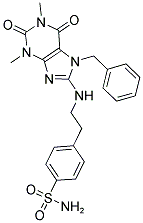 4-{2-[(7-BENZYL-1,3-DIMETHYL-2,6-DIOXO-2,3,6,7-TETRAHYDRO-1H-PURIN-8-YL)AMINO]ETHYL}BENZENESULFONAMIDE Struktur