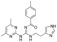 (E)-N-((2-(1H-IMIDAZOL-4-YL)ETHYLAMINO)(4,6-DIMETHYLPYRIMIDIN-2-YLAMINO)METHYLENE)-4-METHYLBENZAMIDE Struktur