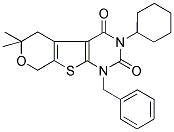 1-BENZYL-3-CYCLOHEXYL-6,6-DIMETHYL-1,5,6,8-TETRAHYDRO-2H-PYRANO[4',3':4,5]THIENO[2,3-D]PYRIMIDINE-2,4(3H)-DIONE Struktur