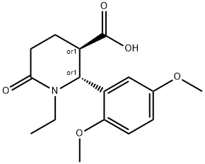 (2R,3R)-2-(2,5-DIMETHOXYPHENYL)-1-ETHYL-6-OXOPIPERIDINE-3-CARBOXYLIC ACID Struktur