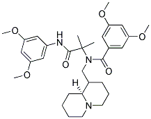 (S)-N-(1-(3,5-DIMETHOXYPHENYLAMINO)-2-METHYL-1-OXOPROPAN-2-YL)-3,5-DIMETHOXY-N-((OCTAHYDRO-1H-QUINOLIZIN-1-YL)METHYL)BENZAMIDE Struktur