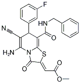 (Z)-METHYL 2-(5-AMINO-8-(BENZYLCARBAMOYL)-6-CYANO-7-(3-FLUOROPHENYL)-3-OXO-3H-THIAZOLO[3,2-A]PYRIDIN-2(7H)-YLIDENE)ACETATE COMPOUND WITH METHANE (1:1) Struktur