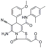 (Z)-METHYL 2-(5-AMINO-6-CYANO-8-(2,4-DIMETHYLPHENYLCARBAMOYL)-7-(3-METHOXYPHENYL)-3-OXO-3H-THIAZOLO[3,2-A]PYRIDIN-2(7H)-YLIDENE)ACETATE COMPOUND WITH METHANE (1:1) Struktur