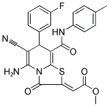 (Z)-METHYL 2-(5-AMINO-6-CYANO-7-(3-FLUOROPHENYL)-3-OXO-8-(P-TOLYLCARBAMOYL)-3H-THIAZOLO[3,2-A]PYRIDIN-2(7H)-YLIDENE)ACETATE COMPOUND WITH METHANE (1:1) Struktur