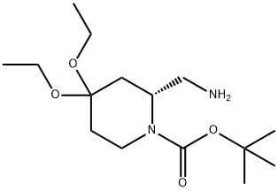 TERT-BUTYL (2R)-4,4-DIETHOXY-2-(AMINOMETHYL)PIPERIDINE-1-CARBOXYLATE Struktur