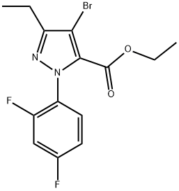 4-BROMO-1-(2,4-DIFLUOROPHENYL)-3-ETHYL-1H-PYRAZOLE-5-CARBOXYLIC ACID ETHYL ESTER Struktur