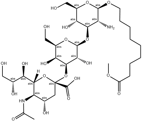 8-METHOXYCARBONYLOCTYL 5-ACETAMIDO-3,5-DI-DEOXY-D-GLYCERO-ALPHA-D-GALACTO-2-NONULOPYRANOSYL(2-3)-BETA-D-GALACTOPYRANOSYL(1-3)-2-AMINO-2-DEOXY-BETA-D-GLUCOPYRANOSIDE Struktur