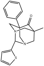 5-METHYL-7-PHENYL-2-THIEN-2-YL-1,3-DIAZATRICYCLO[3.3.1.1~3,7~]DECAN-6-ONE Struktur