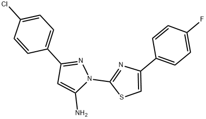 3-(4-CHLOROPHENYL)-1-[4-(4-FLUOROPHENYL)-1,3-THIAZOL-2-YL]-1H-PYRAZOL-5-AMINE Struktur