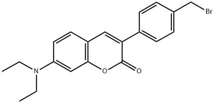 3-(4-(BROMOMETHYL)PHENYL)-7-(DIETHYLAMINO)-2H-1-BENZOPYRAN-2-ONE Struktur