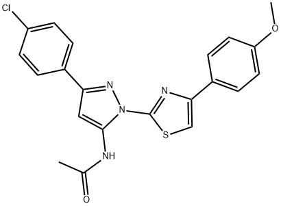 N-{3-(4-CHLOROPHENYL)-1-[4-(4-METHOXYPHENYL)-1,3-THIAZOL-2-YL]-1H-PYRAZOL-5-YL}ACETAMIDE Struktur